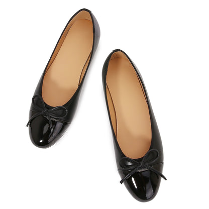 Women's Cap Toe Ballet Flats Two Tone Bow Flats Round Toe Shoes